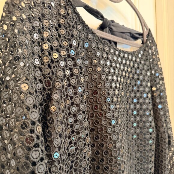 Lilly Pulitzer Black Sequin Lace Shift Dress – Size 10 - Picture 2 of 12